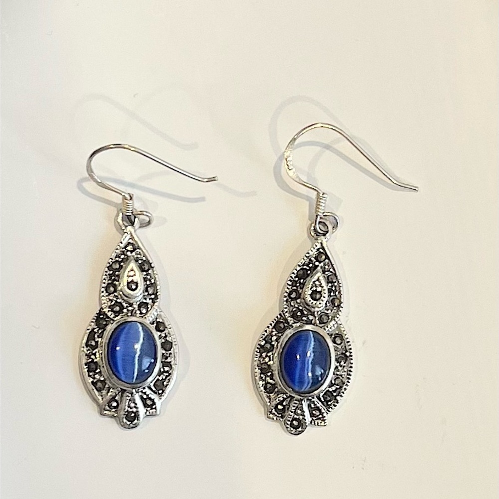 Vintage sterling silver earrings with amethyst